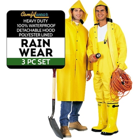 Comfitwear 3 Pc. PVC/Poly Heavy Duty Yellow Rainsuit 2X-Large RW-300-2X